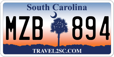 SC license plate MZB894