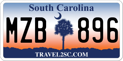 SC license plate MZB896