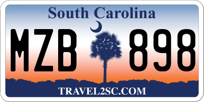 SC license plate MZB898