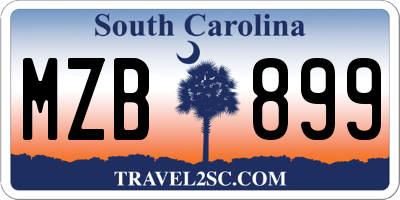 SC license plate MZB899