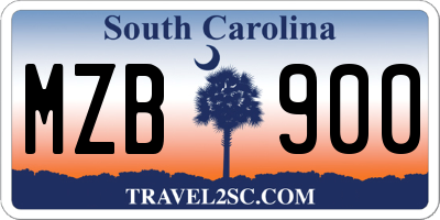 SC license plate MZB900
