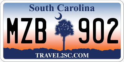 SC license plate MZB902