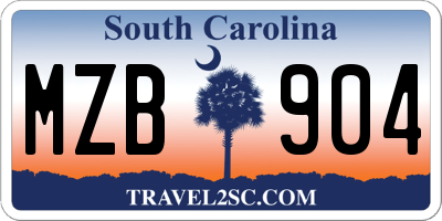 SC license plate MZB904