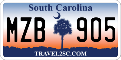 SC license plate MZB905