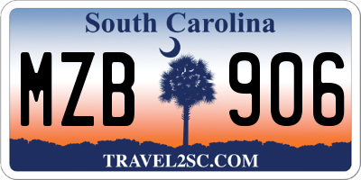 SC license plate MZB906