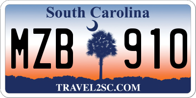 SC license plate MZB910