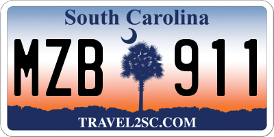 SC license plate MZB911