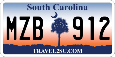 SC license plate MZB912