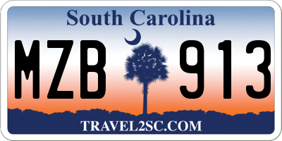 SC license plate MZB913