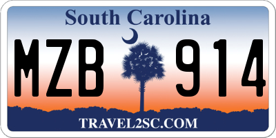 SC license plate MZB914