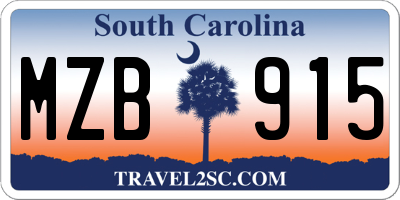 SC license plate MZB915