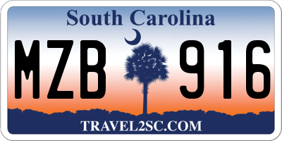 SC license plate MZB916