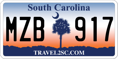SC license plate MZB917