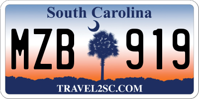 SC license plate MZB919