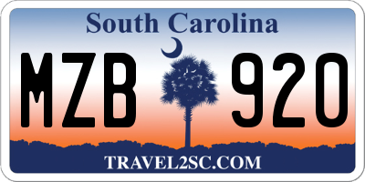 SC license plate MZB920