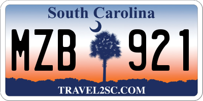 SC license plate MZB921