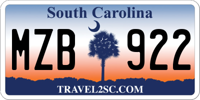 SC license plate MZB922