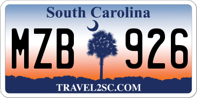 SC license plate MZB926