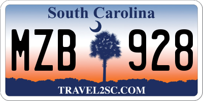 SC license plate MZB928