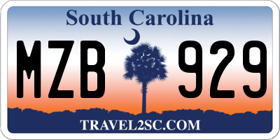 SC license plate MZB929