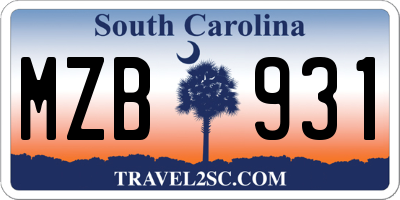SC license plate MZB931