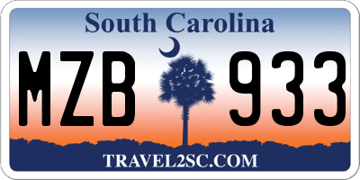 SC license plate MZB933