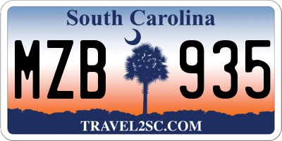 SC license plate MZB935
