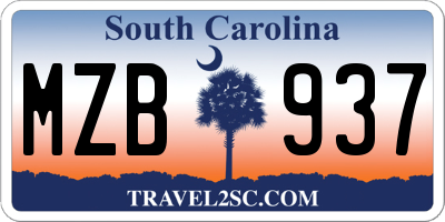 SC license plate MZB937