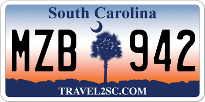 SC license plate MZB942