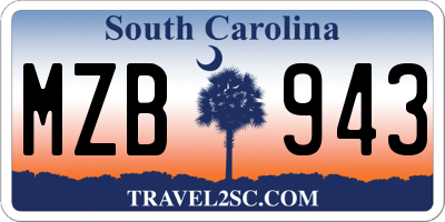 SC license plate MZB943