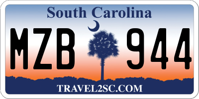 SC license plate MZB944