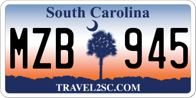 SC license plate MZB945