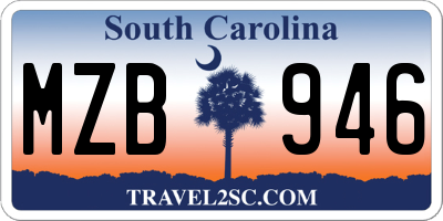 SC license plate MZB946
