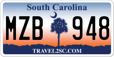 SC license plate MZB948
