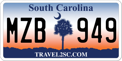 SC license plate MZB949