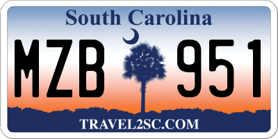 SC license plate MZB951