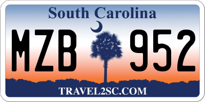 SC license plate MZB952