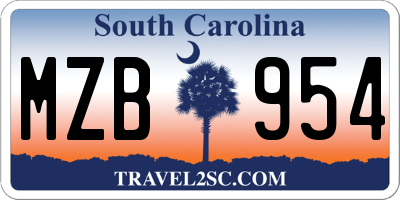 SC license plate MZB954