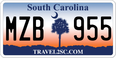SC license plate MZB955