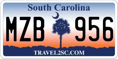 SC license plate MZB956