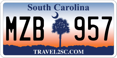 SC license plate MZB957
