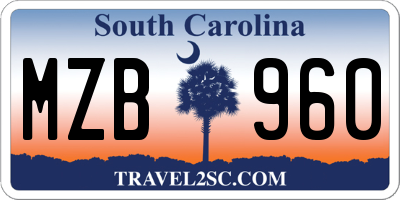 SC license plate MZB960