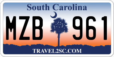SC license plate MZB961