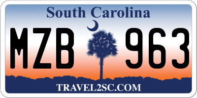SC license plate MZB963