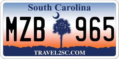 SC license plate MZB965