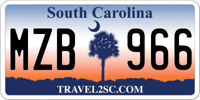 SC license plate MZB966