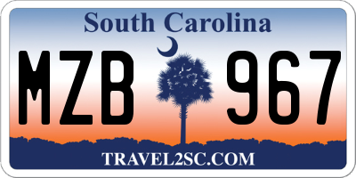 SC license plate MZB967