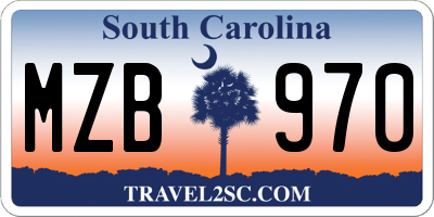 SC license plate MZB970