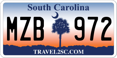 SC license plate MZB972