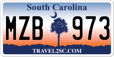 SC license plate MZB973